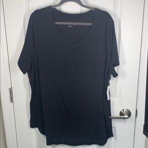 Soft Surroundings Pima cotton black v-neck t-shirt size 2X New with Tags